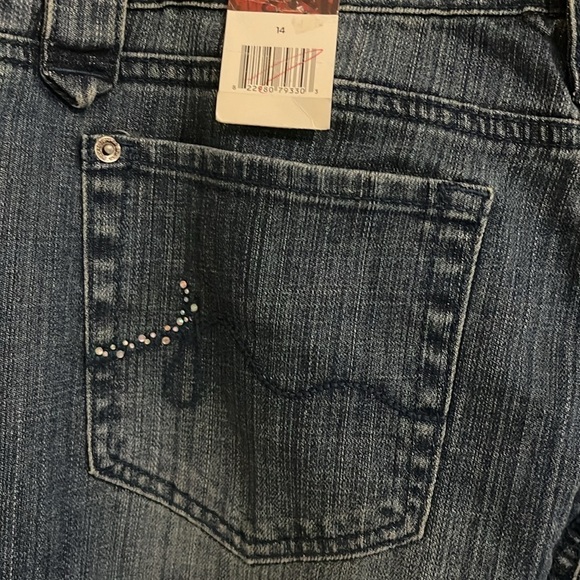 Jones Wear Jeans women’s 14‎ sequin Studded pocket High Rise Waist Big Flare Leg - Picture 10 of 16